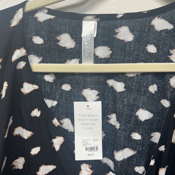 NWT Swim Cover-Up Dress Black & White Abstract Print By Cacique 22/24 - Picture 2 of 10